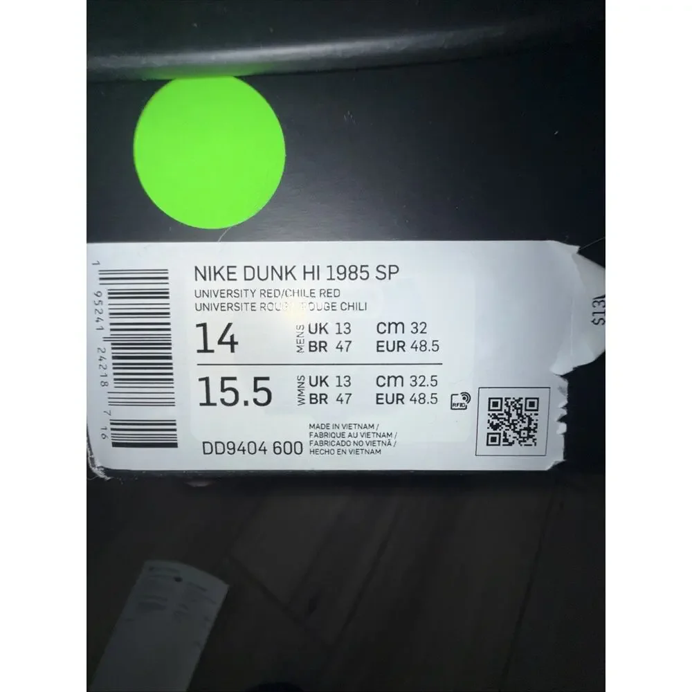 Size 14 Nike Dunk High 1985 Red Acid Wash DD9404-600 OG Box